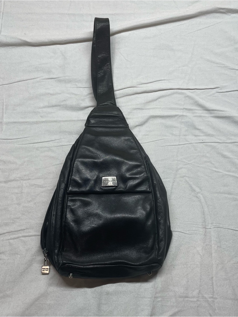Perlina Black Leather Sling Bag